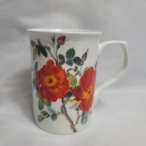 Stechcol Gracie Bone China Mug Cup White with Orange Floral Design